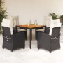 Set de muebles jardín 5 pzas con cojines ratán sintético negro en Conjuntos de jardín | Comprar online en Foru.es