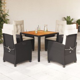 Set de muebles jardín 5 pzas con cojines ratán sintético negro en Conjuntos de jardín | Comprar online en Foru.es