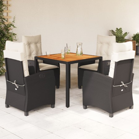 Set de muebles jardín 5 pzas con cojines ratán sintético negro en Conjuntos de jardín | Comprar online en Foru.es