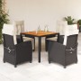 Set de muebles jardín 5 pzas con cojines ratán sintético negro en Conjuntos de jardín | Comprar online en Foru.es