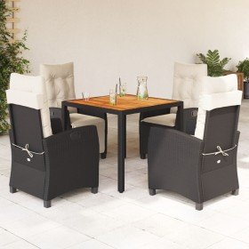 Set de muebles jardín 5 pzas con cojines ratán sintético negro en Conjuntos de jardín | Comprar online en Foru.es