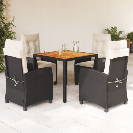 Set de muebles jardín 5 pzas con cojines ratán sintético negro en Conjuntos de jardín | Comprar online en Foru.es