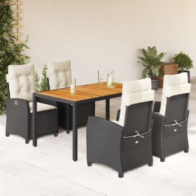 Set de muebles jardín 5 pzas con cojines ratán sintético negro en Conjuntos de jardín | Comprar online en Foru.es