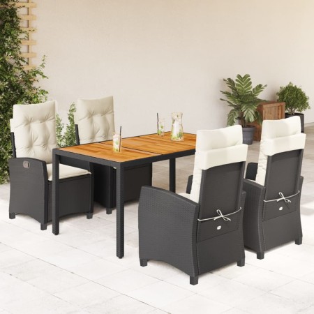 Set de muebles jardín 5 pzas con cojines ratán sintético negro en Conjuntos de jardín | Comprar online en Foru.es