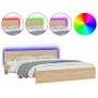 Estructura de cama cabecero y luces LED roble Sonoma 180x200 cm de , Camas y somieres - Ref: Foro24-3207590, Precio: 204,70 €...