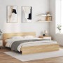 Estructura de cama cabecero y luces LED roble Sonoma 180x200 cm de , Camas y somieres - Ref: Foro24-3207590, Precio: 204,70 €...