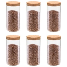 Tarros de almacenaje con tapa de corcho 6 unidades 1100 ml de vidaXL, Botes de galletas - Ref: Foro24-50840, Precio: 42,80 €,...