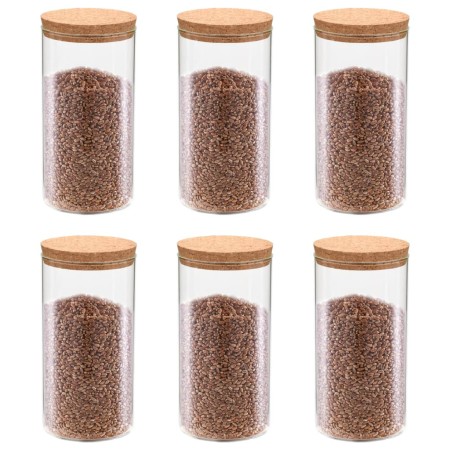 Tarros de almacenaje con tapa de corcho 6 unidades 1100 ml de vidaXL, Botes de galletas - Ref: Foro24-50840, Precio: 42,80 €,...