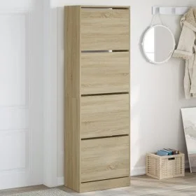 Mueble zapatero 4 cajones abatibles roble Sonoma 60x34x187,5 cm de , Zapateros y organizadores de calzado - Ref: Foro24-32143...