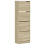 Mueble zapatero 4 cajones abatibles roble Sonoma 60x34x187,5 cm de , Zapateros y organizadores de calzado - Ref: Foro24-32143...