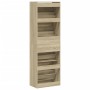 Mueble zapatero 4 cajones abatibles roble Sonoma 60x34x187,5 cm de , Zapateros y organizadores de calzado - Ref: Foro24-32143...