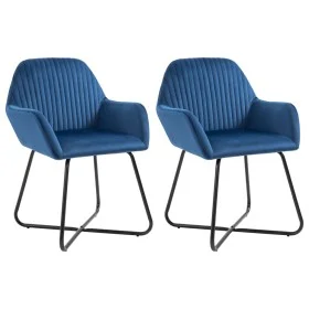 Sillas de comedor 2 unidades terciopelo azul de vidaXL, Sillas de comedor - Ref: Foro24-249802, Precio: 195,06 €, Descuento: %