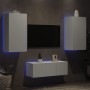 Muebles de TV de pared con LED 4 pzas madera ingeniería blanco de , Muebles TV - Ref: Foro24-3216818, Precio: 183,29 €, Descu...