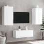 Muebles de TV de pared con LED 4 pzas madera ingeniería blanco de , Muebles TV - Ref: Foro24-3216818, Precio: 183,29 €, Descu...