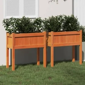 Jardineras con patas 2 uds madera maciza de pino marrón cera de , Maceteros y jardineras - Ref: Foro24-837559, Precio: 78,38 ...