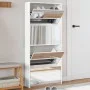 Mueble zapatero con espejo 4 niveles blanco brillo 63x17x134 cm de , Zapateros y organizadores de calzado - Ref: Foro24-32282...