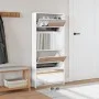 Mueble zapatero con espejo 4 niveles blanco brillo 63x17x134 cm de , Zapateros y organizadores de calzado - Ref: Foro24-32282...