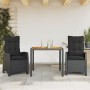 Set comedor de jardín 3 pzas con cojines ratán sintético negro en Conjuntos de jardín | Comprar online en Foru.es