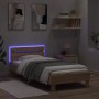 Estructura de cama cabecero luces LED roble Sonoma 75x190 cm de , Camas y somieres - Ref: Foro24-838752, Precio: 68,38 €, Des...