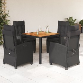 Set de muebles jardín 5 pzas con cojines ratán sintético negro en Conjuntos de jardín | Comprar online en Foru.es