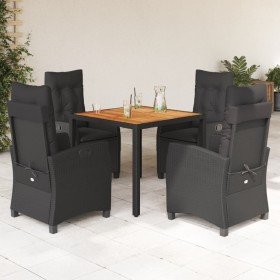 Set de muebles jardín 5 pzas con cojines ratán sintético negro en Conjuntos de jardín | Comprar online en Foru.es
