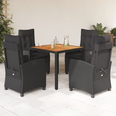Set de muebles jardín 5 pzas con cojines ratán sintético negro en Conjuntos de jardín | Comprar online en Foru.es
