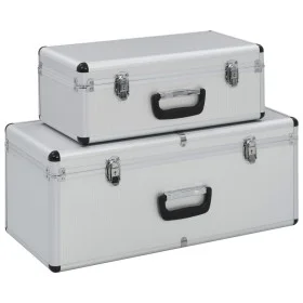 Storage boxes 2 units silver aluminum by vidaXL, Toolboxes - Ref: Foro24-91850, Price: 98,39 €, Discount: %