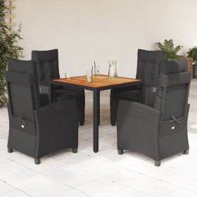 Set de muebles jardín 5 pzas con cojines ratán sintético negro en Conjuntos de jardín | Comprar online en Foru.es