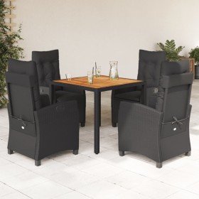 Set de muebles jardín 5 pzas con cojines ratán sintético negro en Conjuntos de jardín | Comprar online en Foru.es