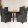Set de muebles jardín 5 pzas con cojines ratán sintético negro en Conjuntos de jardín | Comprar online en Foru.es
