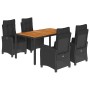 Set de muebles jardín 5 pzas con cojines ratán sintético negro en Conjuntos de jardín | Comprar online en Foru.es