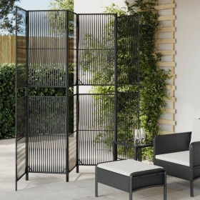 Biombo de 6 paneles ratán sintético negro de , Divisores de ambientes - Ref: Foro24-365400, Precio: 152,51 €, Descuento: %