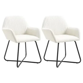 Sillas de comedor 2 unidades tela color crema de vidaXL, Sillas de comedor - Ref: Foro24-249809, Precio: 178,41 €, Descuento: %