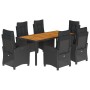 Set de comedor de jardín 7 pzas y cojines ratán sintético negro en Conjuntos de jardín | Comprar online en Foru.es
