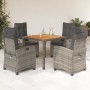 Set comedor de jardín 5 piezas con cojines ratán sintético gris en Conjuntos de jardín | Comprar online en Foru.es