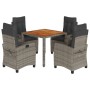 Set comedor de jardín 5 piezas con cojines ratán sintético gris en Conjuntos de jardín | Comprar online en Foru.es