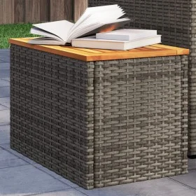 Mesas auxiliares de jardín 2 uds ratán madera gris 55x34x37 cm de , Mesas de jardín - Ref: Foro24-366131, Precio: 69,50 €, De...