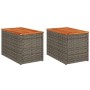 Mesas auxiliares de jardín 2 uds ratán madera gris 55x34x37 cm de , Mesas de jardín - Ref: Foro24-366131, Precio: 59,33 €, De...