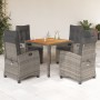 Set comedor de jardín 5 piezas con cojines ratán sintético gris en Conjuntos de jardín | Comprar online en Foru.es