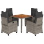 Set comedor de jardín 5 piezas con cojines ratán sintético gris en Conjuntos de jardín | Comprar online en Foru.es