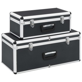 Cajas de almacenamiento 2 unidades aluminio negro de vidaXL, Cajas de herramientas - Ref: Foro24-91851, Precio: 106,00 €, Des...