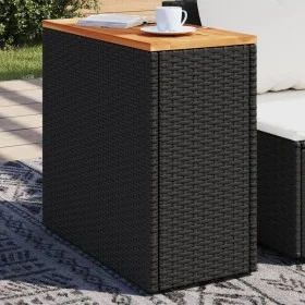 Mesa auxiliar jardín tapa madera ratán PE negro 58x27,5x55 cm de , Mesas de jardín - Ref: Foro24-365983, Precio: 56,81 €, Des...