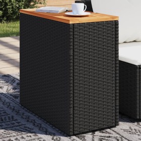 Mesa auxiliar jardín tapa madera ratán PE negro 58x27,5x55 cm de , Mesas de jardín - Ref: Foro24-365983, Precio: 53,49 €, Des...