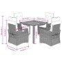 Set comedor de jardín 5 piezas con cojines ratán sintético gris en Conjuntos de jardín | Comprar online en Foru.es