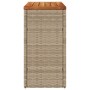 Mesa auxiliar jardín tapa madera ratán PE beige 58x27,5x55 cm de , Mesas de jardín - Ref: Foro24-366072, Precio: 48,40 €, Des...
