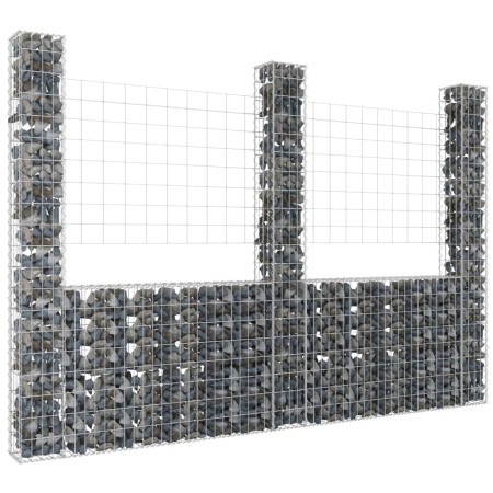 Cesta de gaviones forma de U 3 postes de hierro 260x20x200 cm de , Paneles de vallas - Ref: Foro24-151290, Precio: 141,40 €, ...
