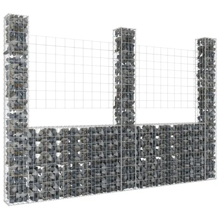 U-förmiger Gabionenkorb mit 3 Eisenpfosten 260x20x200 cm von , Zaunpaneele - Ref: Foro24-151290, Preis: 140,93 €, Rabatt: %