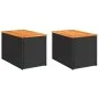 Mesas auxiliares de jardín 2 uds ratán madera negro 55x34x37cm de , Mesas de jardín - Ref: Foro24-365980, Precio: 60,45 €, De...