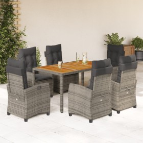 Set comedor jardín 7 pzas y cojines ratán sintético gris en Conjuntos de jardín | Comprar online en Foru.es