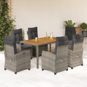 Set comedor jardín 7 pzas y cojines ratán sintético gris en Conjuntos de jardín | Comprar online en Foru.es